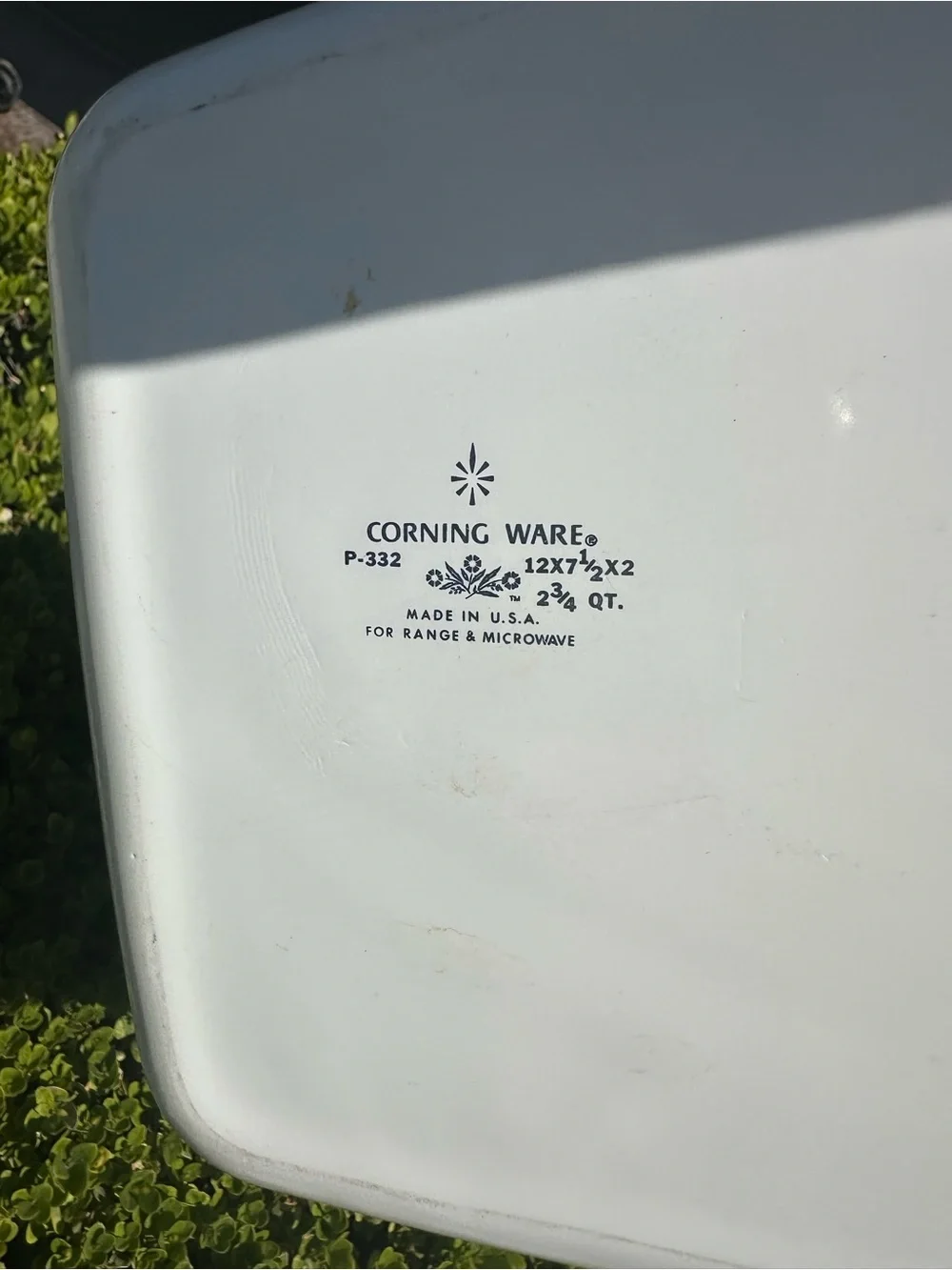 Corningware White Ceramic Dish with Yellow Floral Border